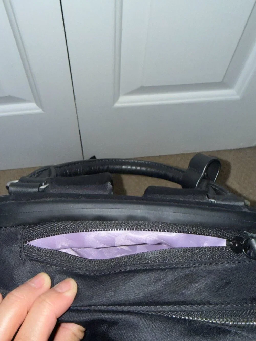 Lo & Sons Rowledge 2 Convertible Laptop Backpack - Black/Purple